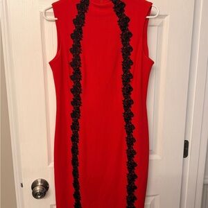 Tommy Hilfiger Red Dress with Black Lace Accents